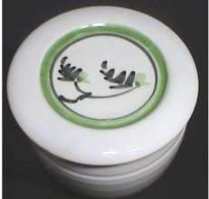 Butter Keeper- White with green flower design