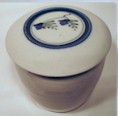 White with blue flower design French Butter Dish