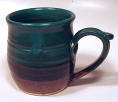 12 oz teal and brown mug