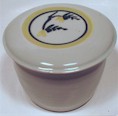 White with yellow flower design French Butter Dish