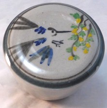 Sumi-e French Butter Dish with humming bird