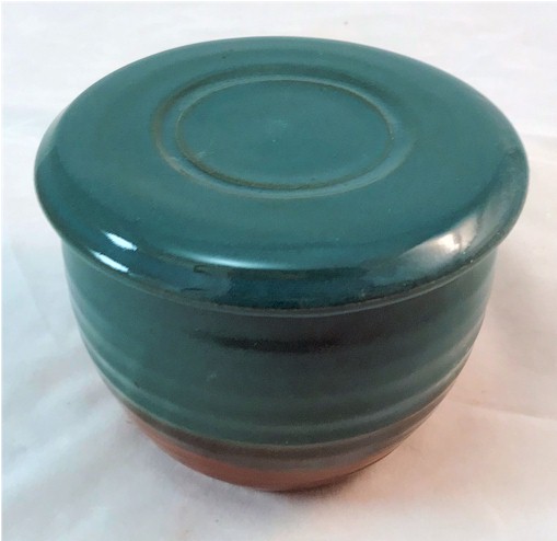 Teal with Brown French Butter Dish